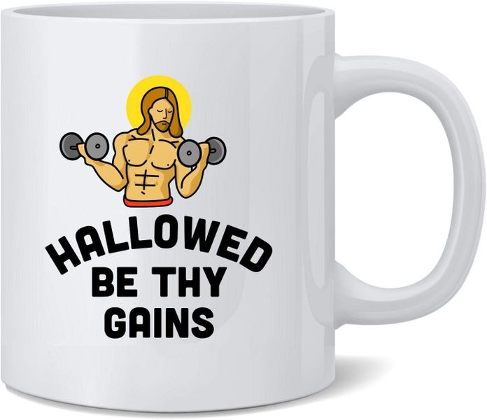Hallowed be thy gains-Valentines-Father's day-Mother's day-Christmas Mug