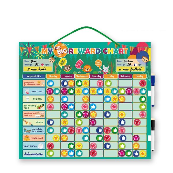 Kids Magnet Good Habits Reward Chart Toy Record Board Usable On Wall