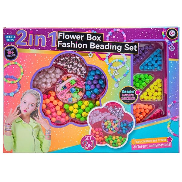 TEETO TOYS Flower Beading Set - Jewelry Making Beauty Set - Toys for Girls - 300-Piece