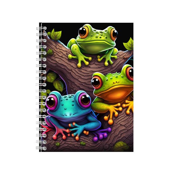 Three Little Frogs On A Wood Tree Notebook Gift Idea A4 Notepad Pad 82