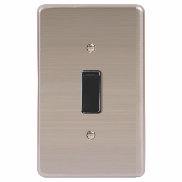LESCO, 1 Lever 1 Way 4x2 Light Switch Stainless Steel Black