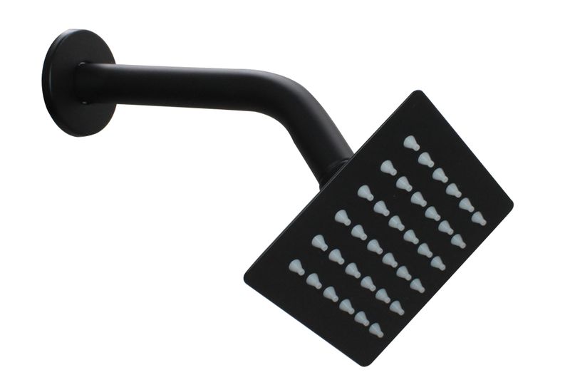 LMA 4 Inch (10cm) Square Shower Head &amp; 45 Bend 16cm Shower Arm Set