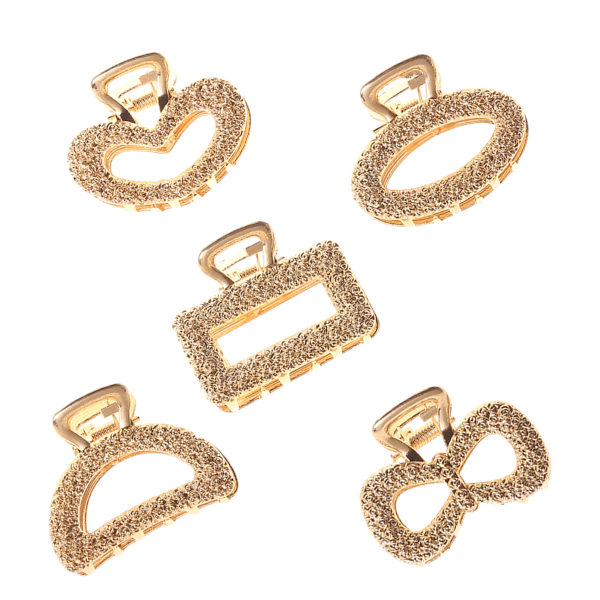 5-Piece Mini Glittery Hair Claw Clips Set - Gold