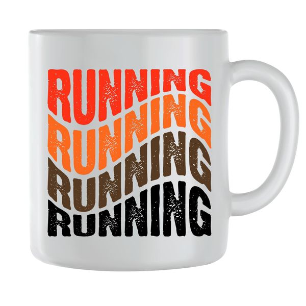 Waves Coffee Mugs for Men Women with Running Graphic Saying Cup Present 178