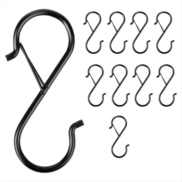 S Hooks with Safety Buckle 10PCS, Heavy Duty Metal for Organizing Kitchen,