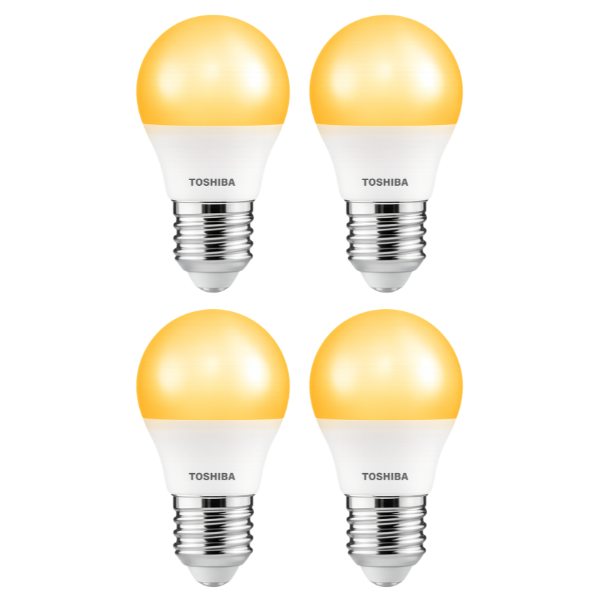 Toshiba - E27 G45 Golfball LED Light Bulbs - 3W Warm White 3000K - 4 Pack
