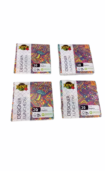 Dinu - 3 Ply Printed Serviettes -20 X 4 Pack -005