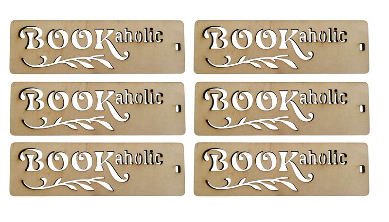 Wooden Bookaholic Bookmark Stencil - 6 Pack