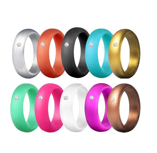 DeBest Diamante Silicone Rings - 10 Piece