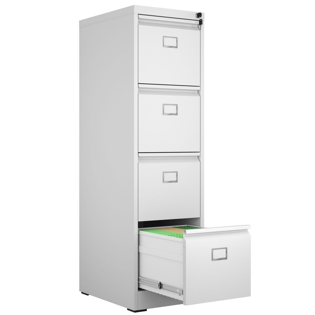 Steel Vertical 4 Drawer Swan Handle Cabinet Locker with Card Slots