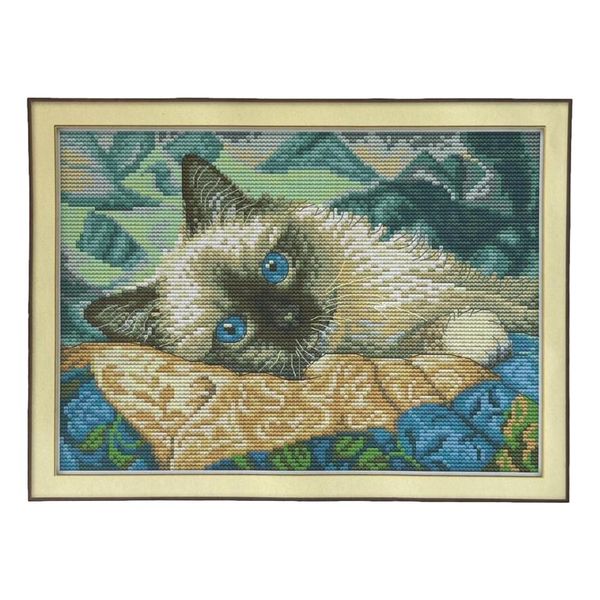 Blue Eyes Cat Cross Stitch