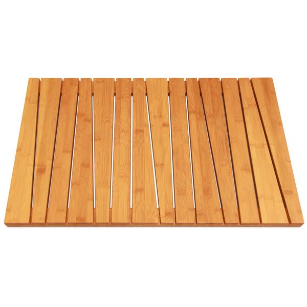 Hazlo Bamboo Bath Mat - Wooden Shower &amp; Bathroom Floor Mat