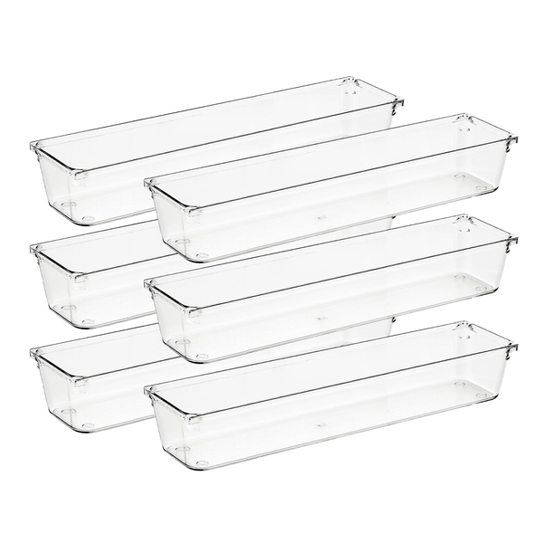 6 Acrylic Storage Containers - Versatile Desk Tray for Makeup - Jewellery