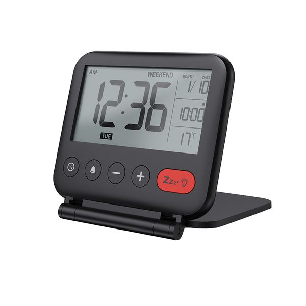 Portable Travel Mirror Clock with LCD Backlight Calendar Temperature Snooze