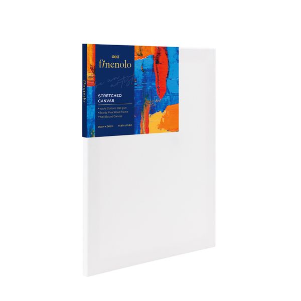 Deli Finenolo Stretched Canvas 280g Triple Primed 30x30cm White, 2 packs