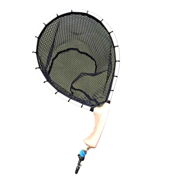Nylon Fly Fishing Net Wooden Non-Slip Handle Bent Handle Nets