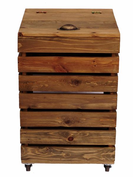 Rustic wood Laundry Storage Basket / Toy Crate with Small Wheels