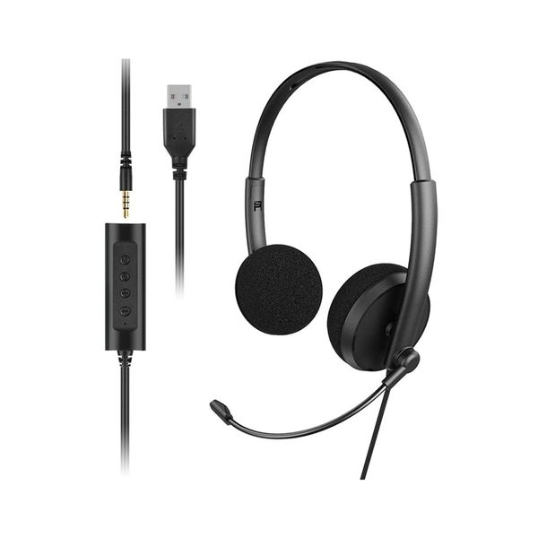 USB to 3.5mm Office Online Meeting Headset Low Noise Business Headphone