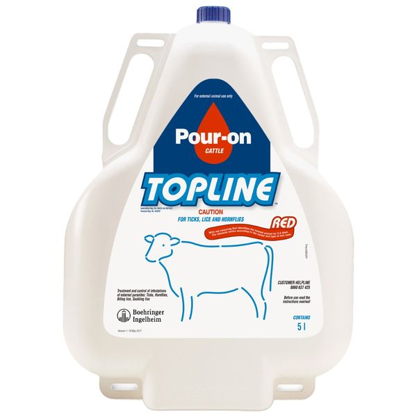 Topline Pour-On External Parasite Control for Cattle 4 x 5 Litres