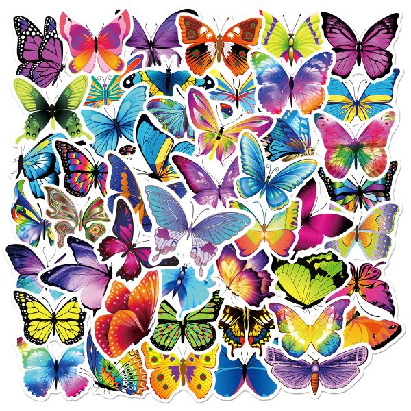 100 Pcs Butterfly Stickers PET Waterproof Decals