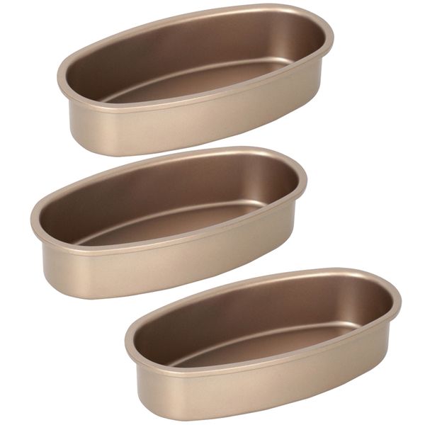 3 Pieces Non Stick Oval Shape Cake Pan Cheesecake Loaf Bread Mold Baking Tr
