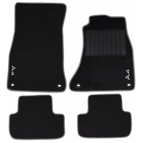 4-Piece Carpet Set Compatible with Audi A4 (Black)