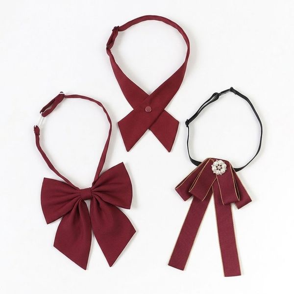 3-Pack Burgundy Pre-Tied Bow Tie Set, School Uniform Graduation Accessories