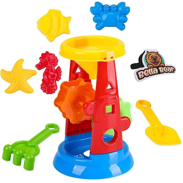 Kids Beach Sand Toy Water Wheel Tower Set - 6 pcs