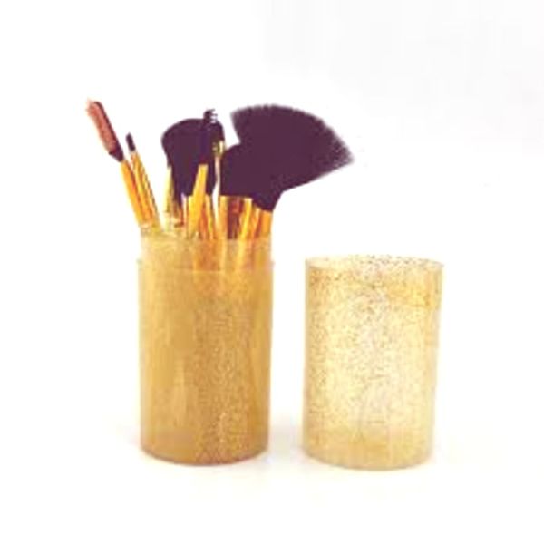 Larry's 12 Piece Gold Glitter Makeup Brush Set