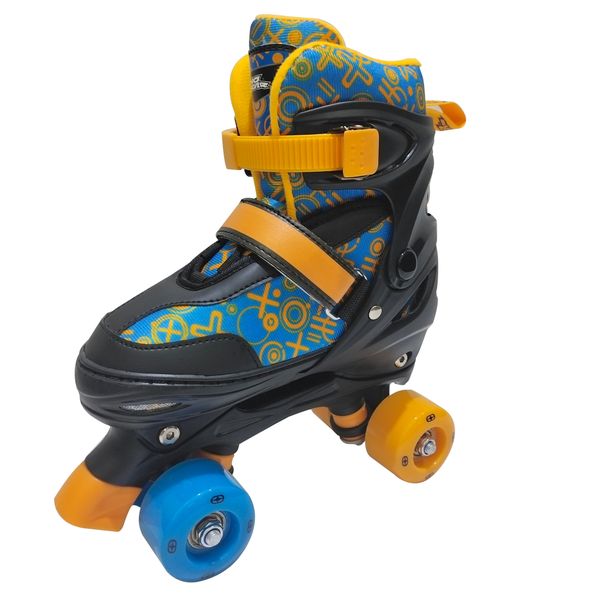 No Fear - Adjustable Junior Quad Skates - Blue &amp; Orange - UK 3-6