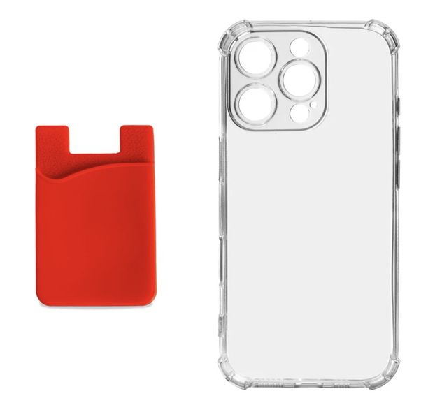 Clear Cover For 16 Pro Max - Cover with Rubber Card Holder - Orange