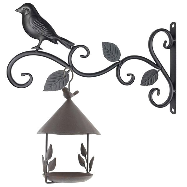 Garden Decor Wall Mounted Birdy Hook With Hanging Solar LED Bird Feeder