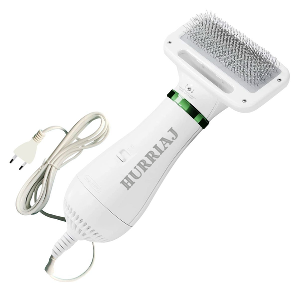 Hurriaj Pet Grooming Hair Dryer - 2-in-1 Brush &amp; Adjustable Heat, 380W