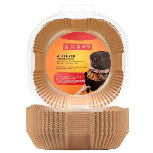 Air Fryer Baking Paper, 20cm×20cm×4.5cm, Brown, 100 Pieces