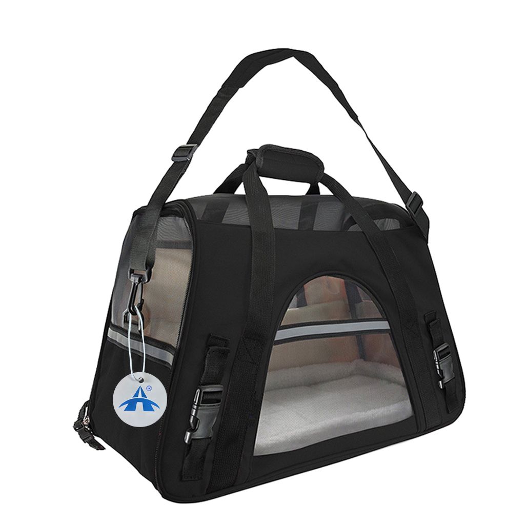 ALANES Soft Sided Pet Travel Carrier Bag - Black (Size: 47x25x32cm