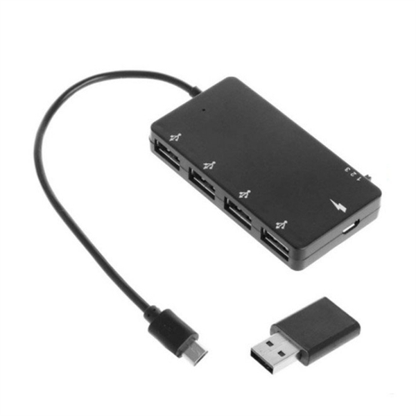 1 Set Micro-Usb Otg 4 Port Hub Power Charging Adapter Cable