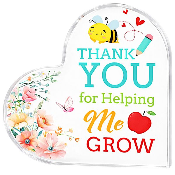 Thank You for Helping Me Grow Heart Acrylic Ornament - Teacher Appreciation
