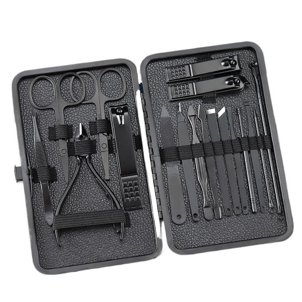 Classic Black Premium Nail Clipper Set - 18-Piece Kit