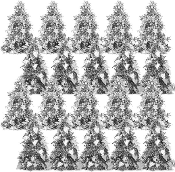 St Charles Mini Tinsel Christmas Tree (Silver) Star Decorated with Sequins