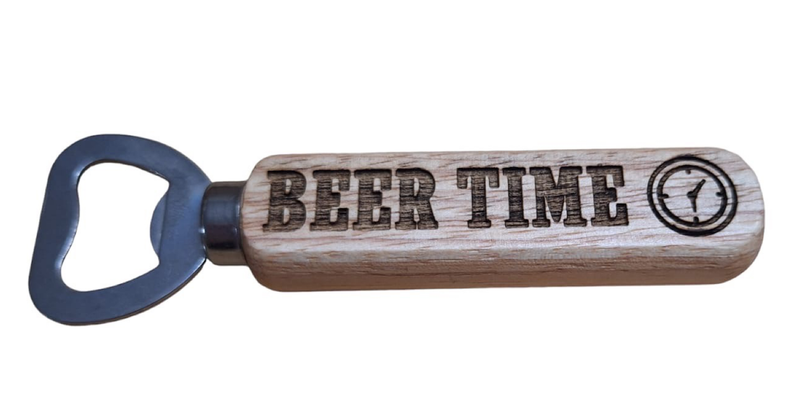 Bottle Opener with Wooden Handle - Beer Time