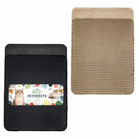 2 Pack Cat Litter Mat Litter Mat 60×45cm - Black & Khaki Image