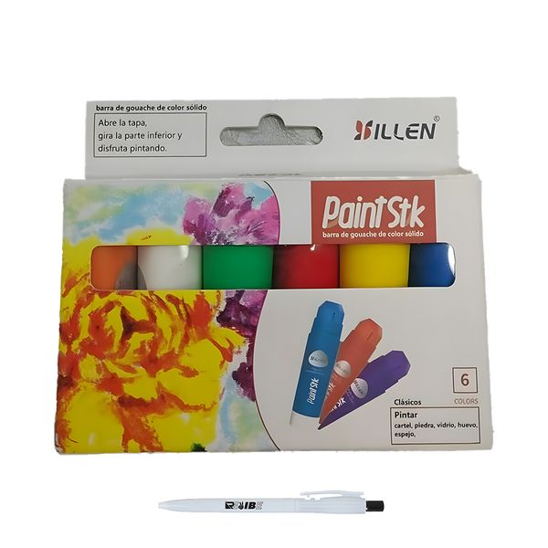 2 Pack 6 Vibrant Colors Quick Dry Paint Sticks Set With ReVibe Pen