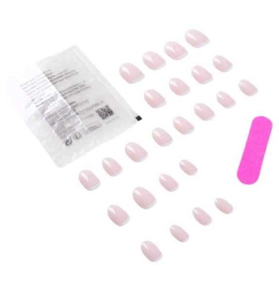 24 Piece Reusable Short Square Press-On Nails - Pink &amp; White