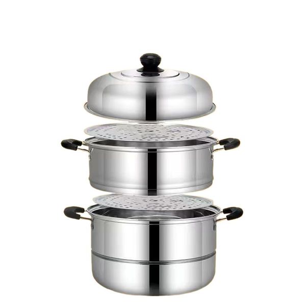 Household Gas Stove Extra-Thick Stainless Steel Double-Layer Steamer-30cm
