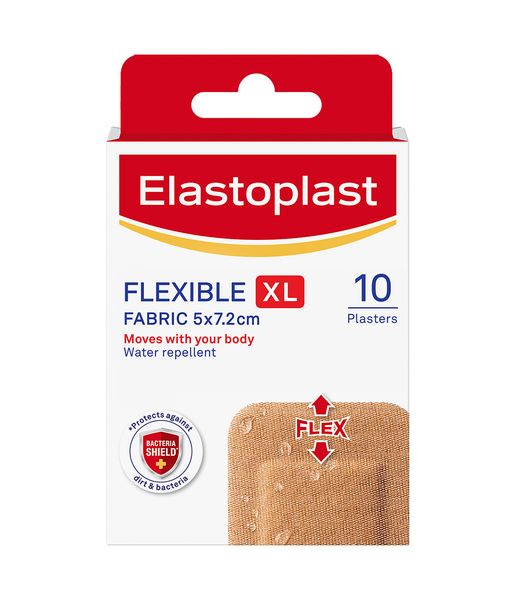 Elastoplast Flexible XL Fabric Plasters, Extra Large Wound Pad, 10 strips