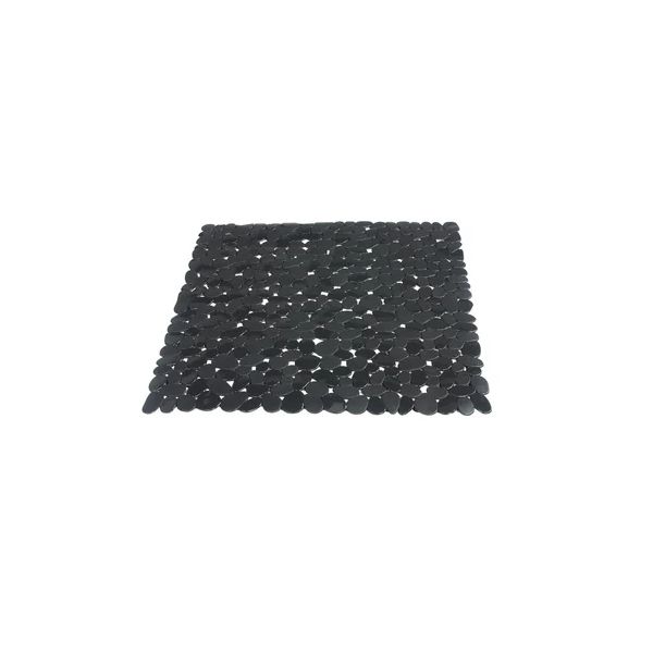 Stone Square Anti-Slip Bathmat Black W54cmxD54cm