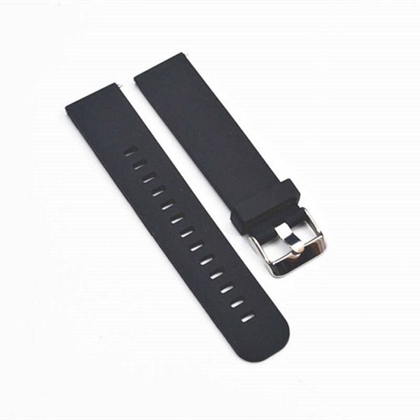 Universal Rubber Replacement Watch Strap - Black 22mm Silver Buckle