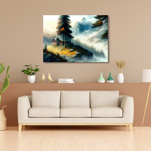 Canvas Wall Art - Cabin In The Mountains
