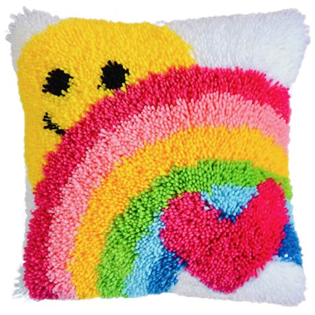 2 Pcs Latch Hook Kit Handmade Rainbow Canvas Latch Hook Pillow