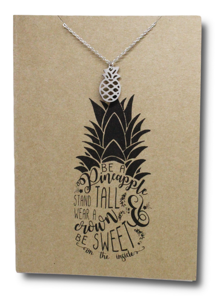 Stainless Steel Necklace On Message Card-Pineapple